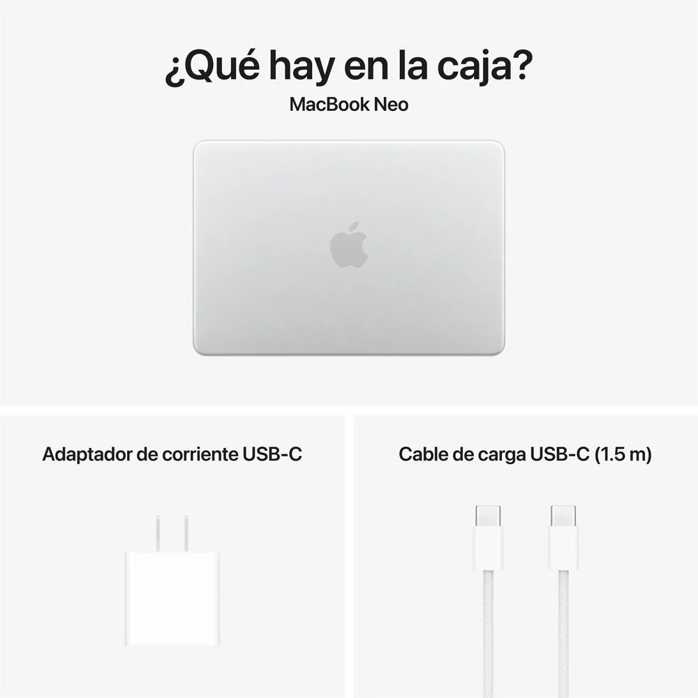 MacBook Neo de 13 pulgadas: Chip A18 Pro de Apple con CPU de 6 núcleos y GPU de 5 núcleos, Magic Keyboard con Touch ID, 512 GB SSD - Color plata - Image 10