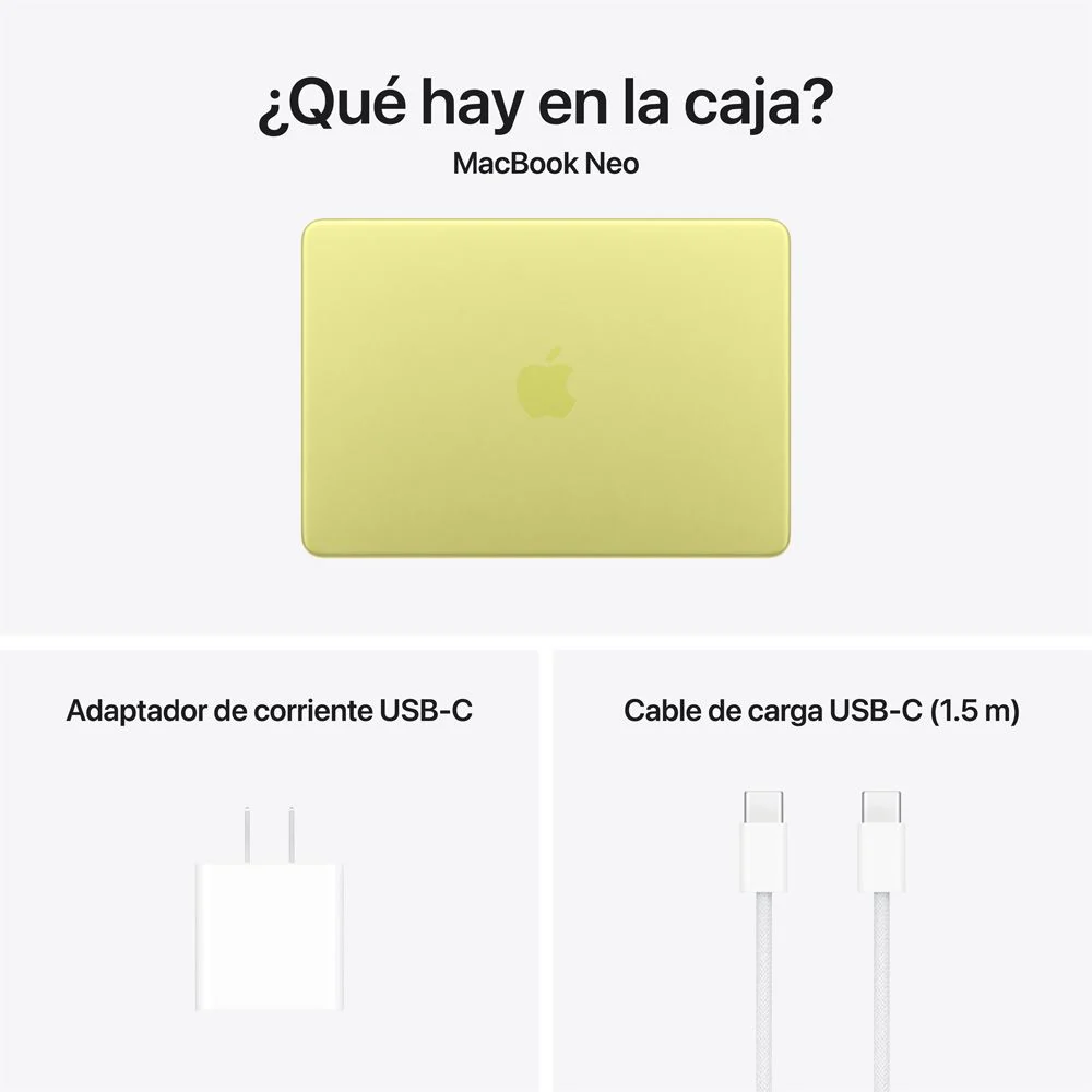 MacBook Neo de 13 pulgadas: Chip A18 Pro de Apple con CPU de 6 núcleos y GPU de 5 núcleos, Magic Keyboard, 256 GB SSD - Amarillo cítrico - Image 10