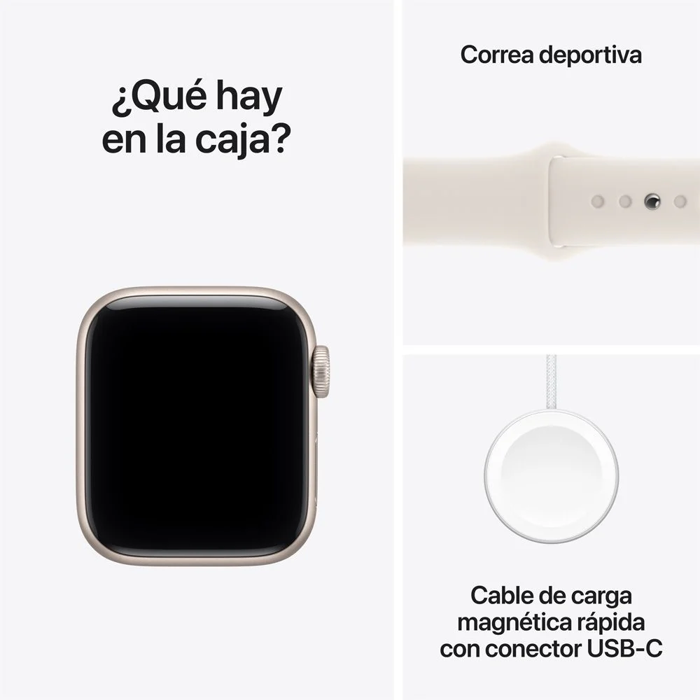 Apple Watch SE 3 GPS • Caja de aluminio blanco estelar de 44 mm • Correa deportiva blanco estelar - S/M - Image 8