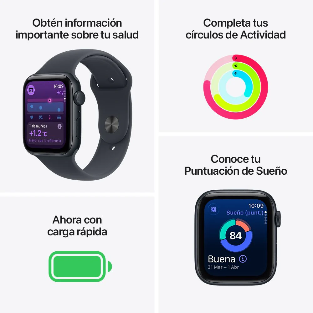 Apple Watch SE 3 GPS • Caja de aluminio color medianoche de 44 mm • Correa deportiva color medianoche - M/L - Image 3