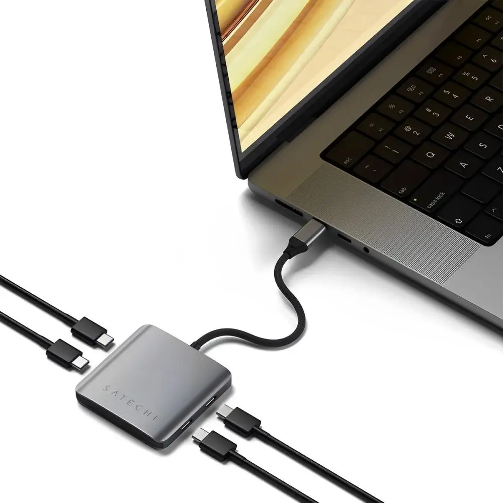 Adaptador Multipuerto Satechi 4 en 1 con Puerto de Carga de 75W USB-C - Gris Espacial - Image 3