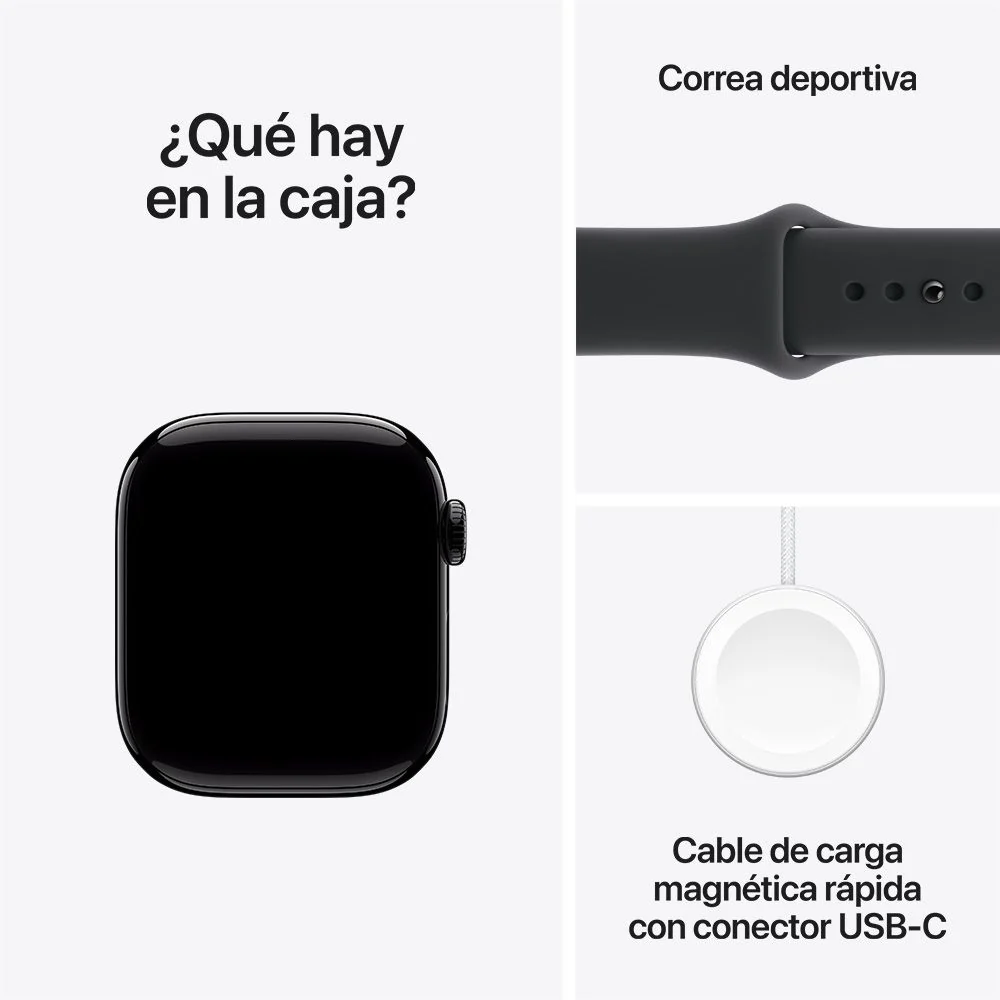 Apple Watch Series 11 GPS • Caja de aluminio negro azabache de 42 mm • Correa deportiva negra – M/L - Image 8