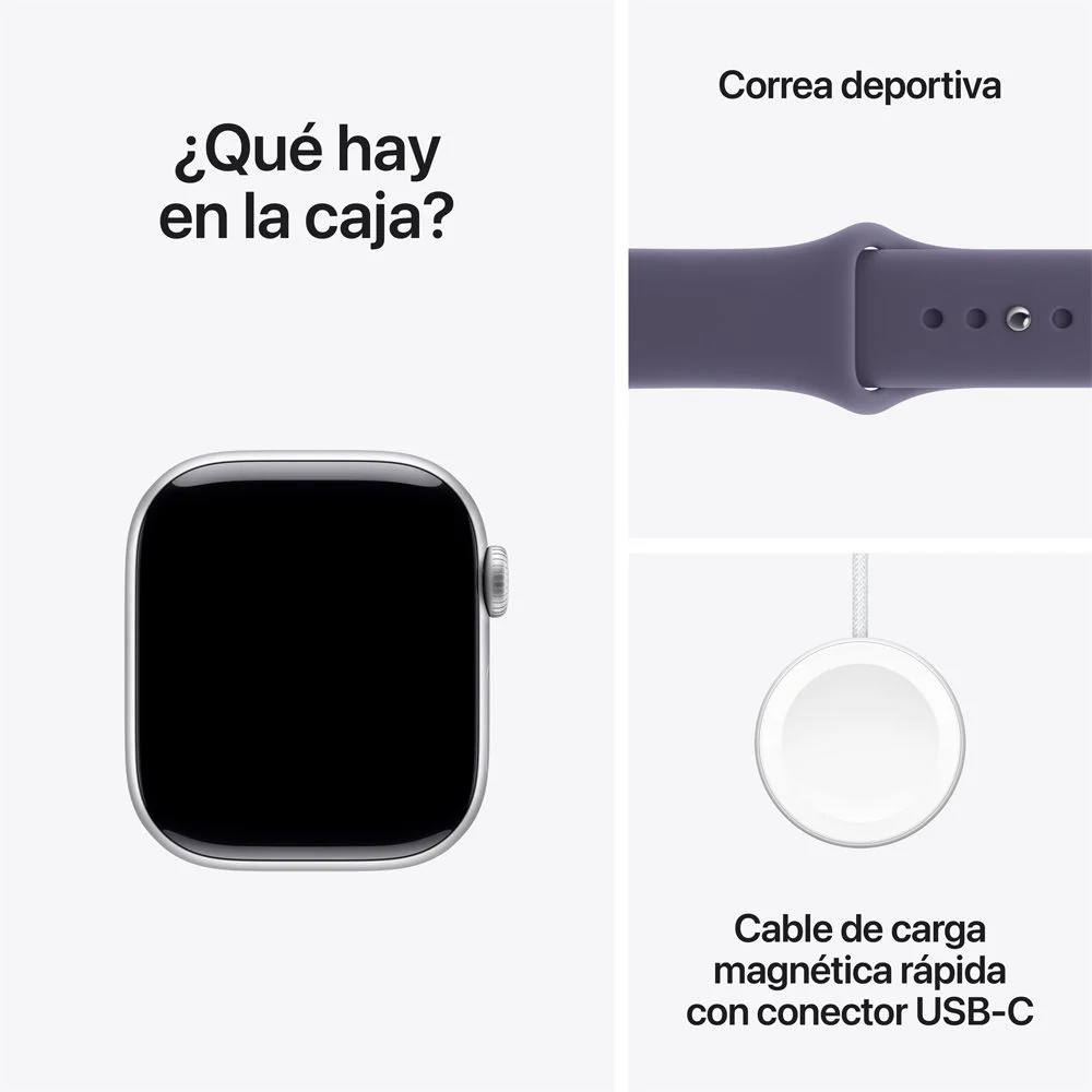 Apple Watch Series 11 GPS • Caja de aluminio color plata de 42 mm • Correa deportiva morado niebla – S/M - Image 8