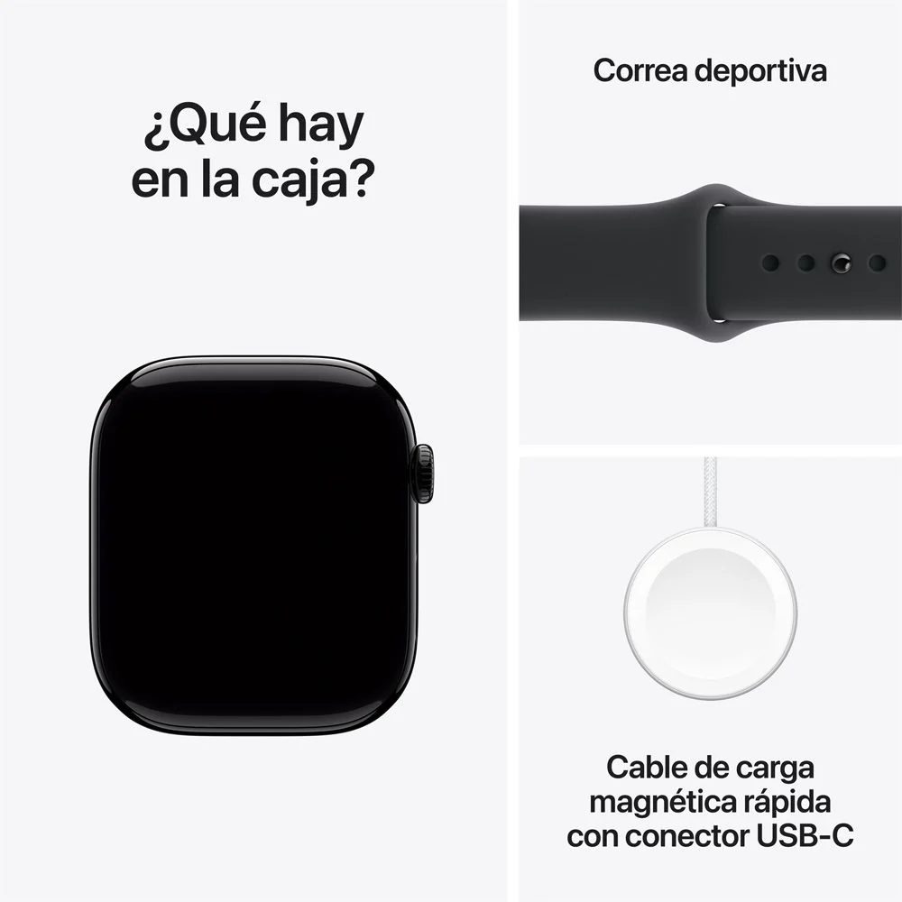 Apple Watch Series 11 GPS • Caja de aluminio negro azabache de 46 mm • Correa deportiva negra – M/L - Image 8
