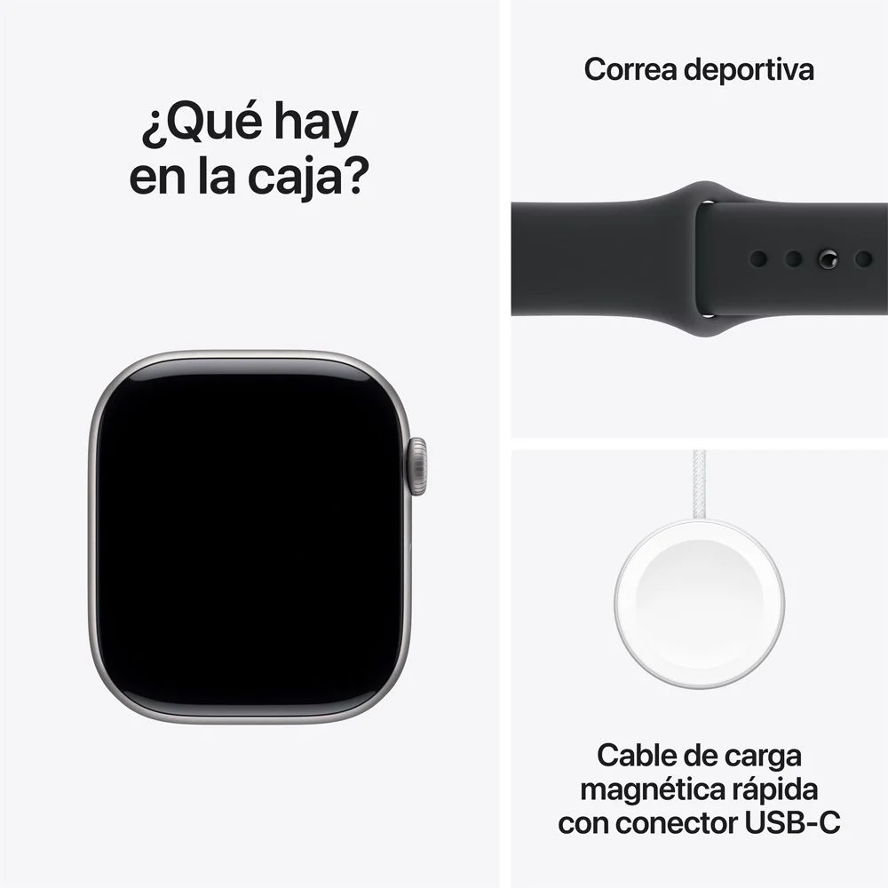 Apple Watch Series 11 GPS • Caja de aluminio gris espacial de 46 mm • Correa deportiva negra – S/M - Image 8