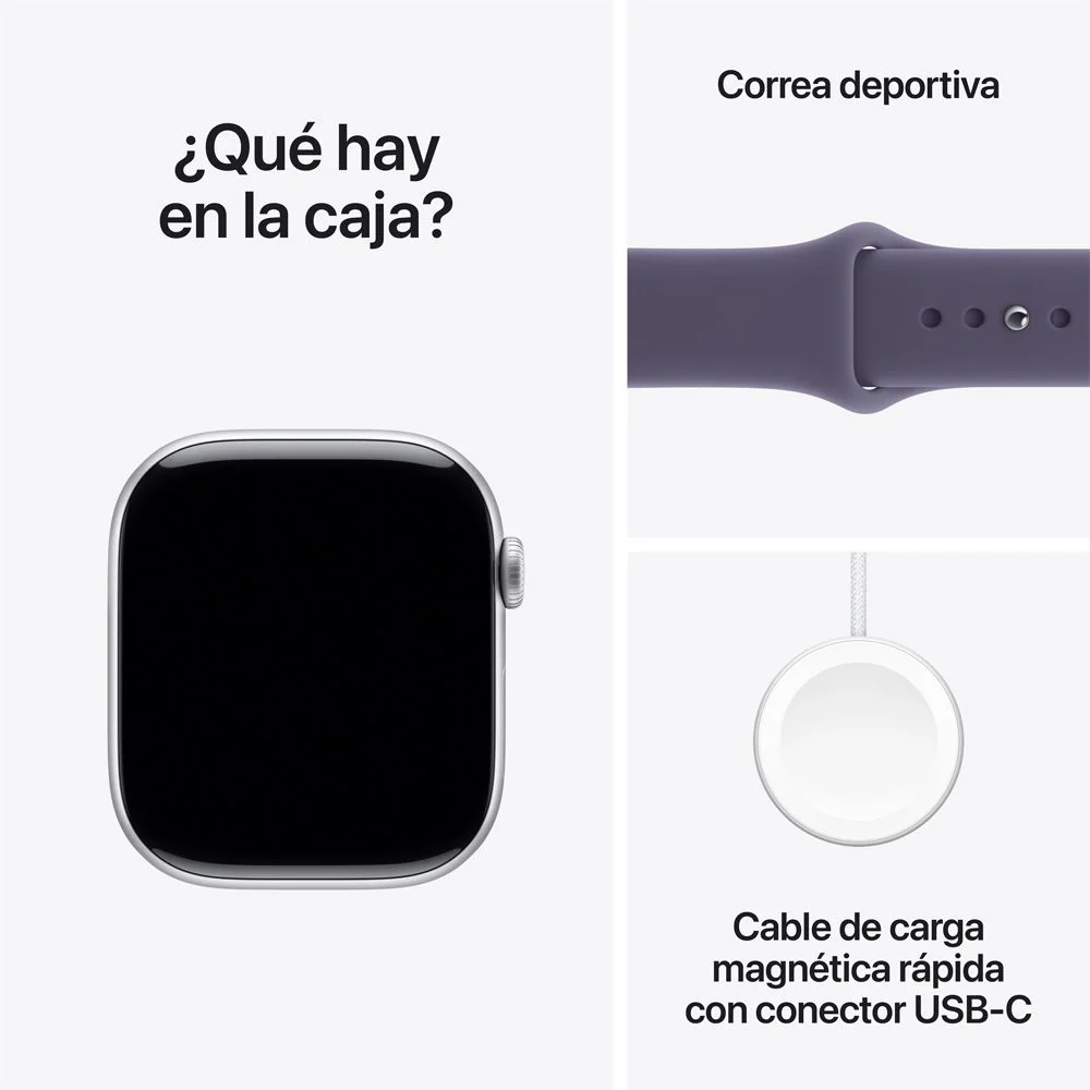 Apple Watch Series 11 GPS • Caja de aluminio color plata de 46 mm • Correa deportiva morado niebla – M/L - Image 8