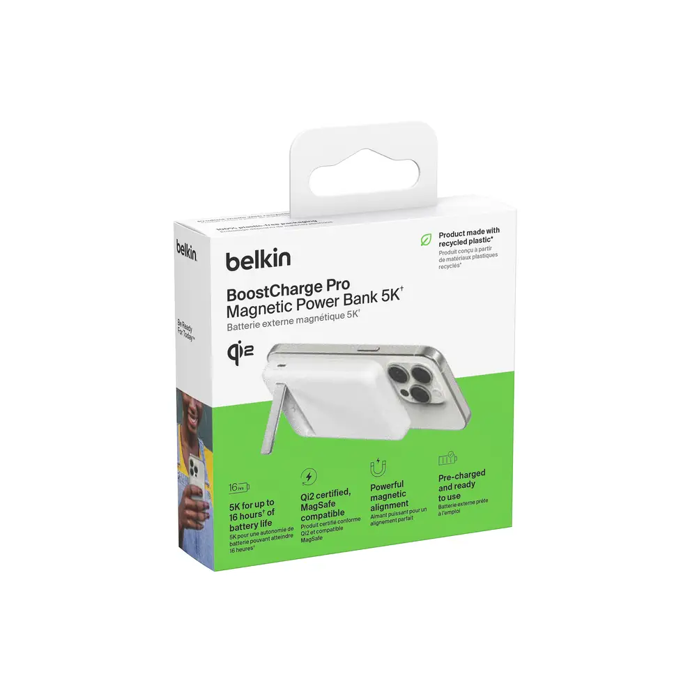 Batería Externa Qi2 5000 mAh 15W stand - Blanco - Image 5