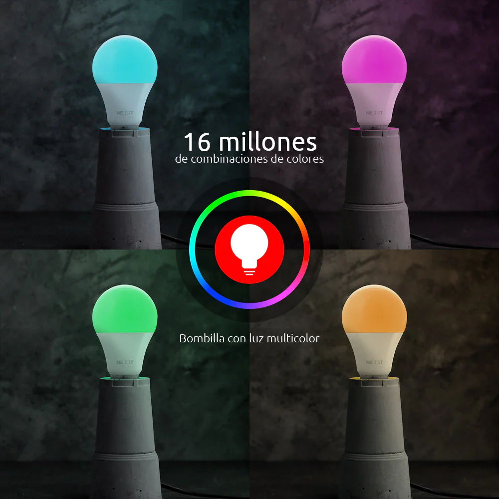 Bombillo Inteligente Nexxt Wi-Fi LED C110  Multicolor  (2 Unidades) - Image 3
