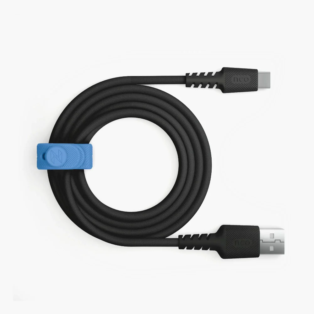 Cable Trenzado NCO PowerLite 2m USB-A a USB-C - Negro