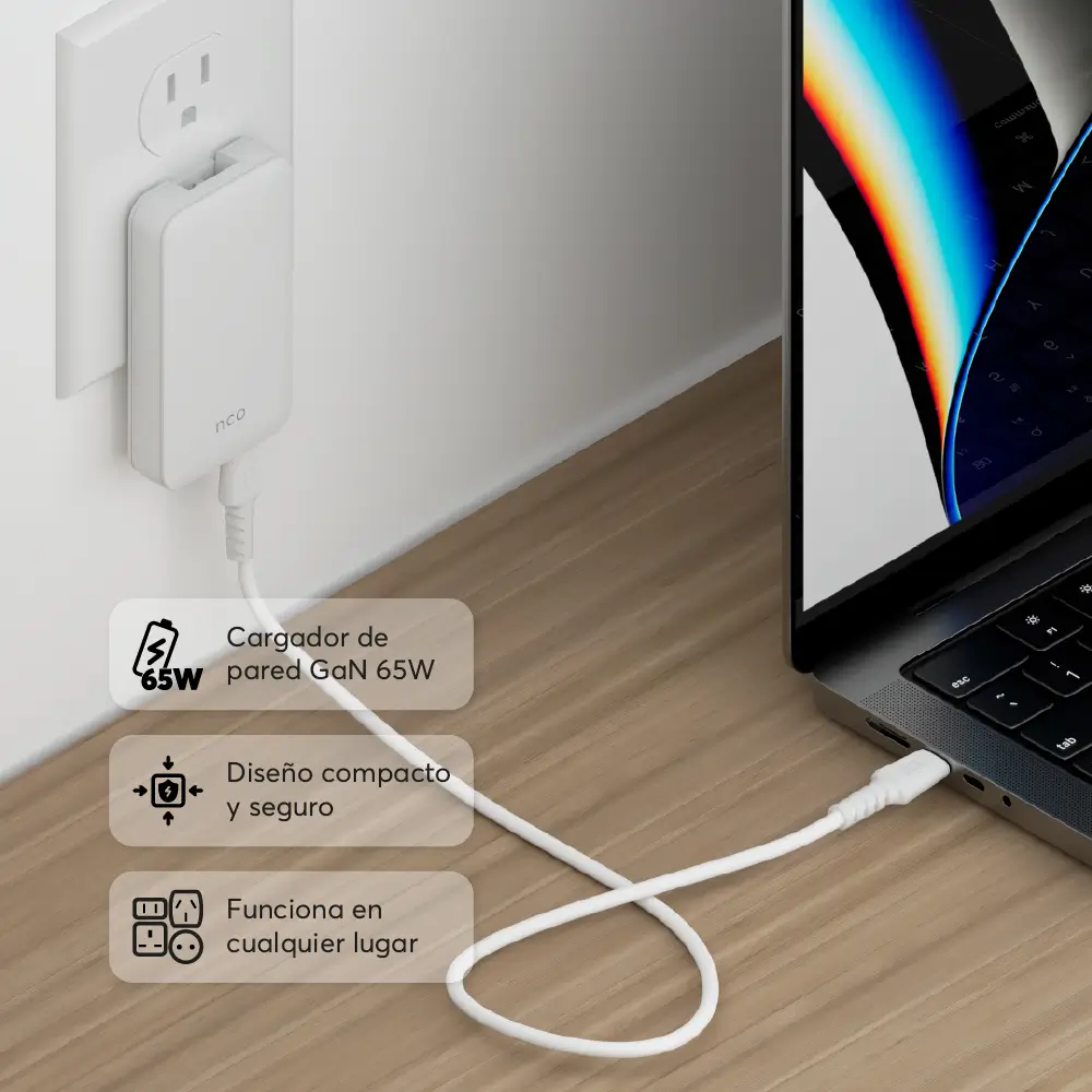 Cargador de Pared NCO PowerPlug Ultra 65W US/EU/AUS/UK USB-C - Blanco - Image 3
