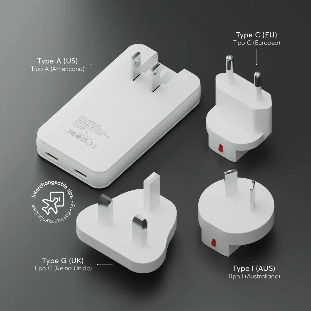 Cargador de Pared NCO PowerPlug Ultra 65W US/EU/AUS/UK USB-C - Blanco - Image 4