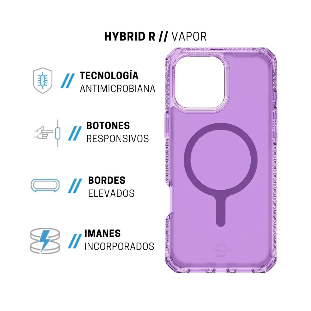 Case ItSkins Hybrid R Vapor con MagSafe para iPhone 16 Pro - Morado - Image 8