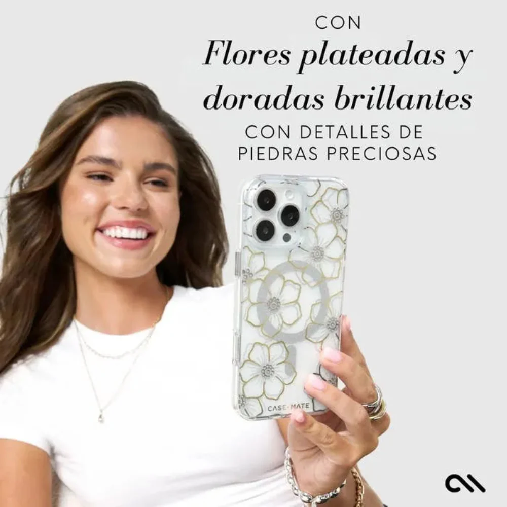 Case-Mate Floral Gems Case con MagSafe para iPhone 16 Pro - Oro - Image 5