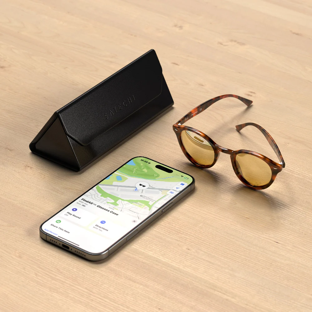 Estuche para Lentes de Cuero Vegano Satechi Compatible con Find My - Negro - Image 3