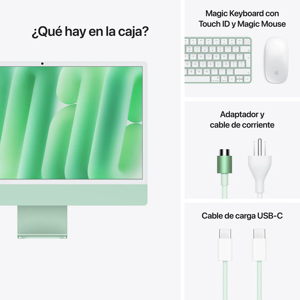 iMac con pantalla Retina 4,5K de 24 pulgadas: Chip M4 de Apple con CPU de 10 núcleos y GPU de 10 núcleos, 512 GB SSD - Verde - Image 9