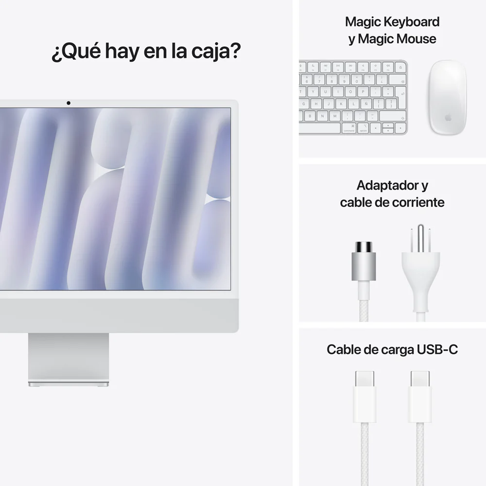iMac con pantalla Retina 4,5K de 24 pulgadas: Chip M4 de Apple con CPU de 8 núcleos y GPU de 8 núcleos, 256 GB SSD - Plata - Image 9
