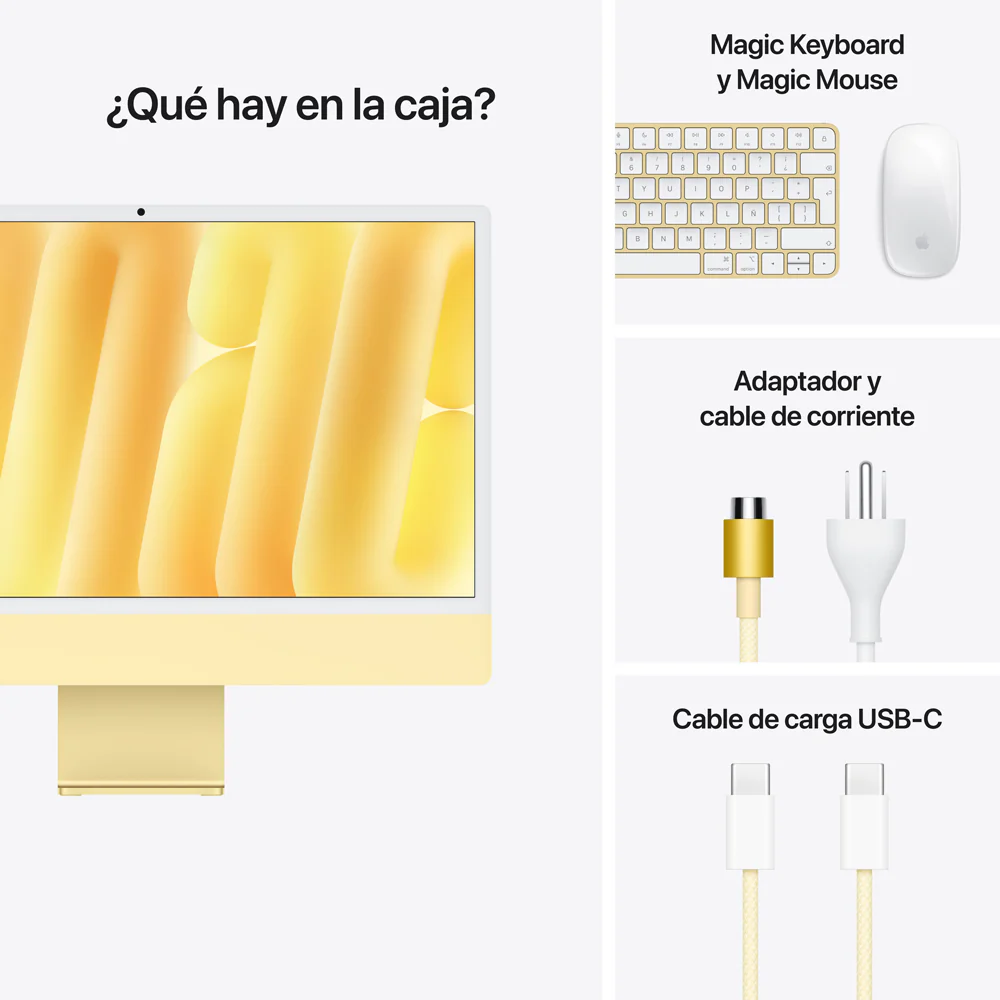 iMac con pantalla Retina 4,5K de 24 pulgadas: Chip M4 de Apple con CPU de 8 núcleos y GPU de 8 núcleos, 256 GB SSD - Amarillo - Image 9