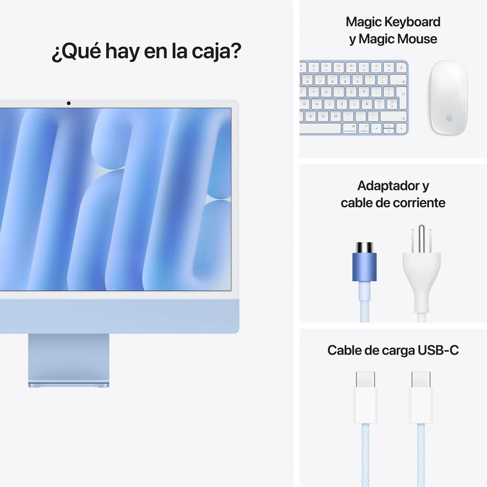iMac con pantalla Retina 4,5K de 24 pulgadas: Chip M4 de Apple con CPU de 8 núcleos y GPU de 8 núcleos, 256 GB SSD - Azul - Image 9
