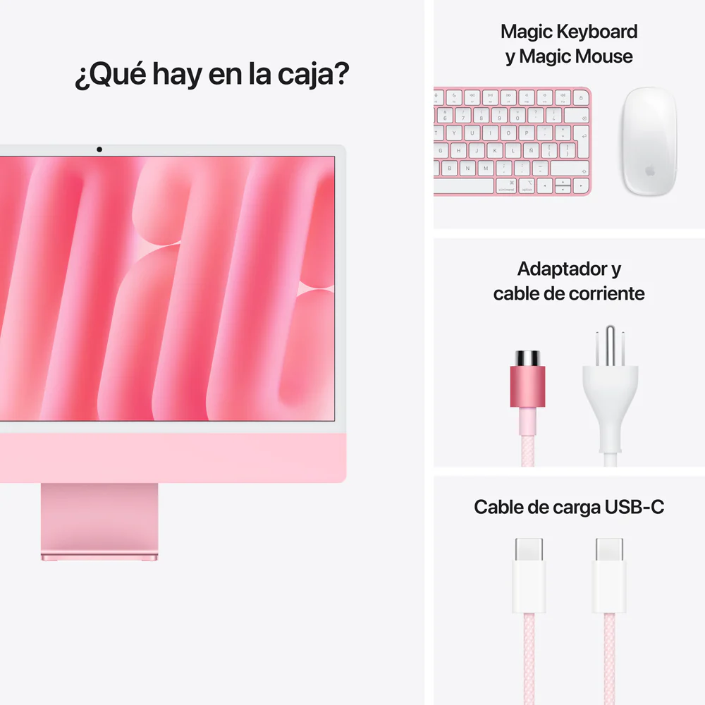 iMac con pantalla Retina 4,5K de 24 pulgadas: Chip M4 de Apple con CPU de 8 núcleos y GPU de 8 núcleos, 256 GB SSD - Rosa - Image 9