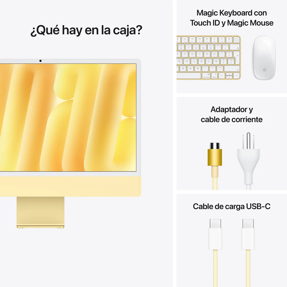 iMac con pantalla Retina 4,5K de 24 pulgadas: Chip M4 de Apple con CPU de 10 núcleos y GPU de 10 núcleos, 512 GB SSD - Amarillo - Image 9