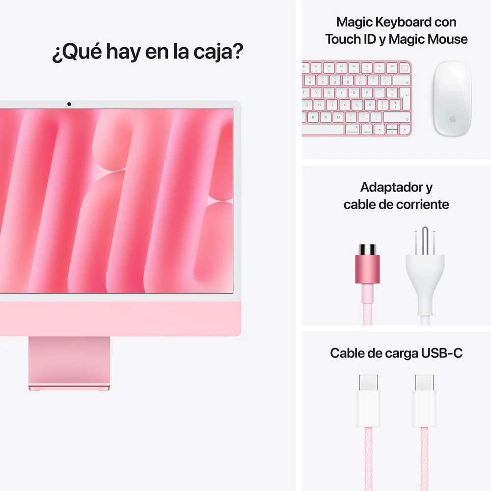 iMac con pantalla Retina 4,5K de 24 pulgadas: Chip M4 de Apple con CPU de 10 núcleos y GPU de 10 núcleos, 256 GB SSD - Rosa - Image 9