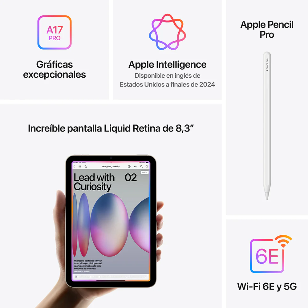 iPad mini Wi-Fi + Cellular 128 GB - Gris espacial (A17 Pro) - Image 7