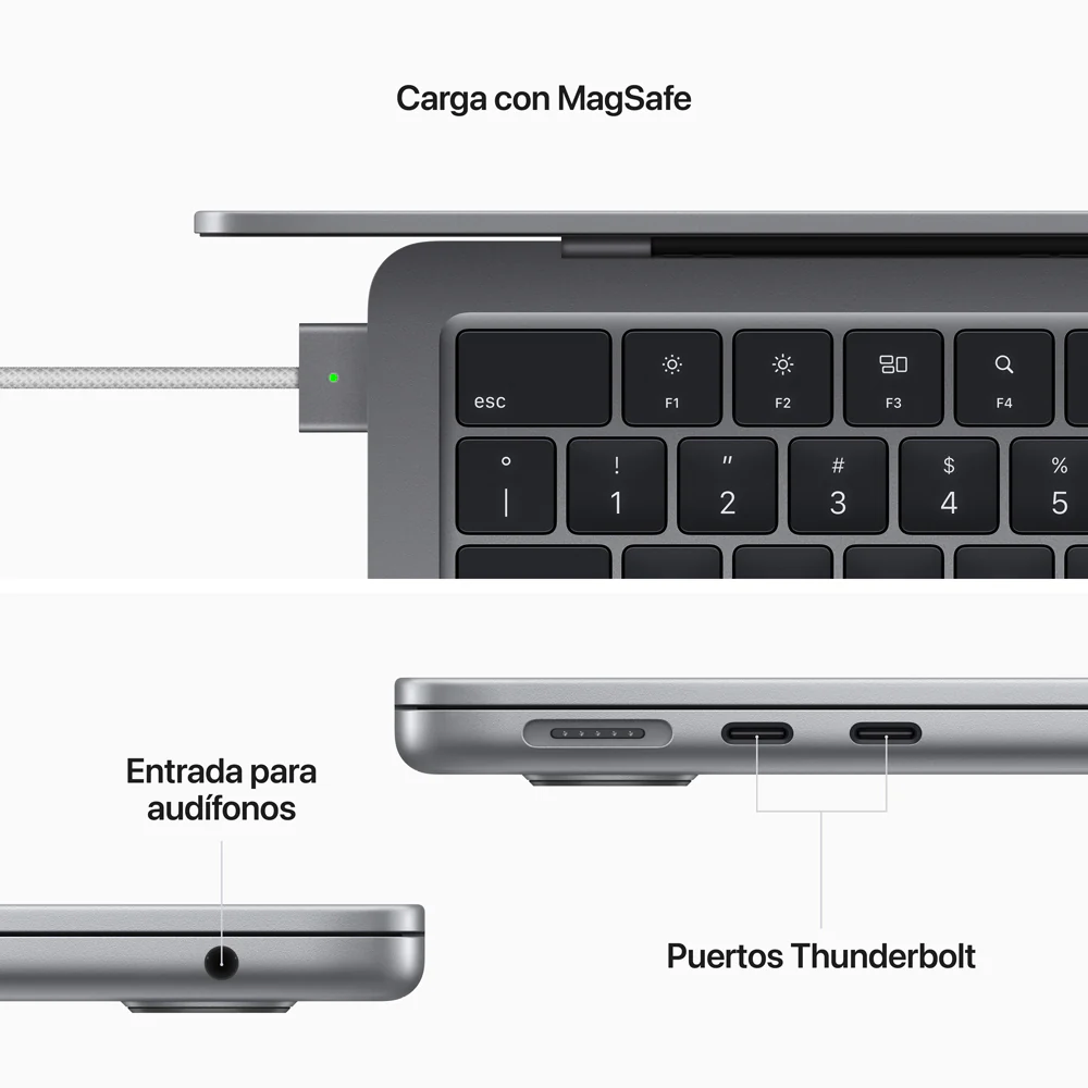 MacBook Air de 13 pulgadas: Chip M2 de Apple con CPU de ocho núcleos y GPU de ocho núcleos, 256 GB SSD - Gris espacial - Image 7