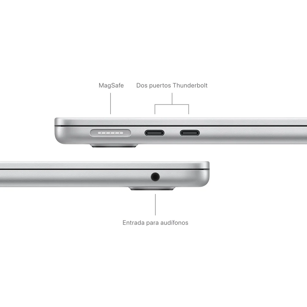 MacBook Air de 13 pulgadas: Chip M3 de Apple con CPU de 8 núcleos y GPU de 8 núcleos, 256 GB SSD - Plata - Image 7