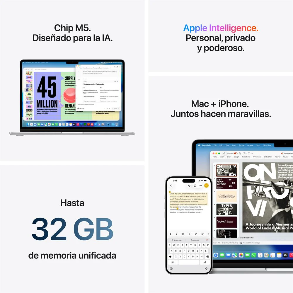 MacBook Air de 13 pulgadas: Chip M5 de Apple con CPU de 10 núcleos y GPU de 10 núcleos, 1 TB SSD - Azul cielo - Image 8