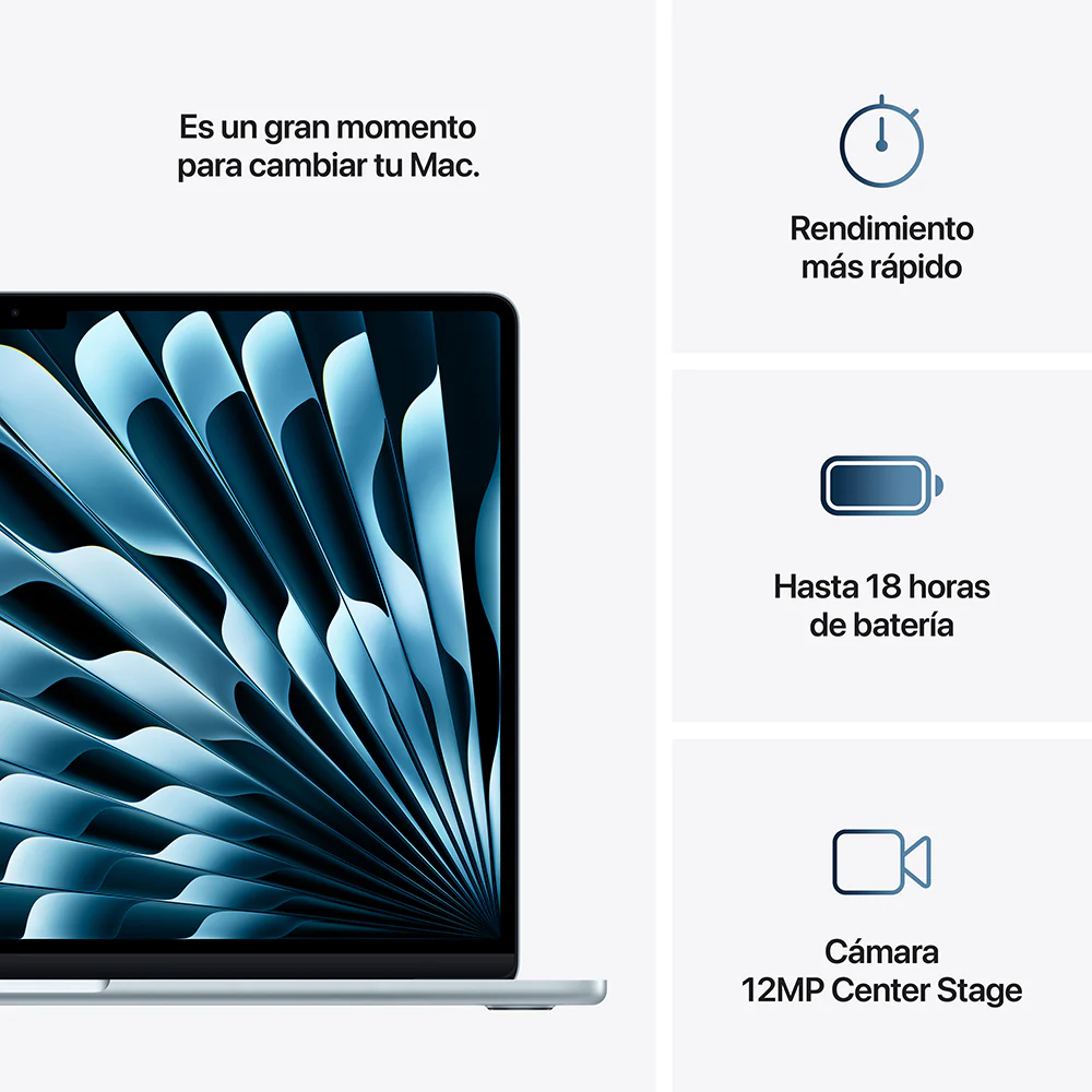 MacBook Air de 15 pulgadas: Chip M4 de Apple con CPU de 10 núcleos y GPU de 10 núcleos, 512 GB SSD - Azul cielo - Image 10