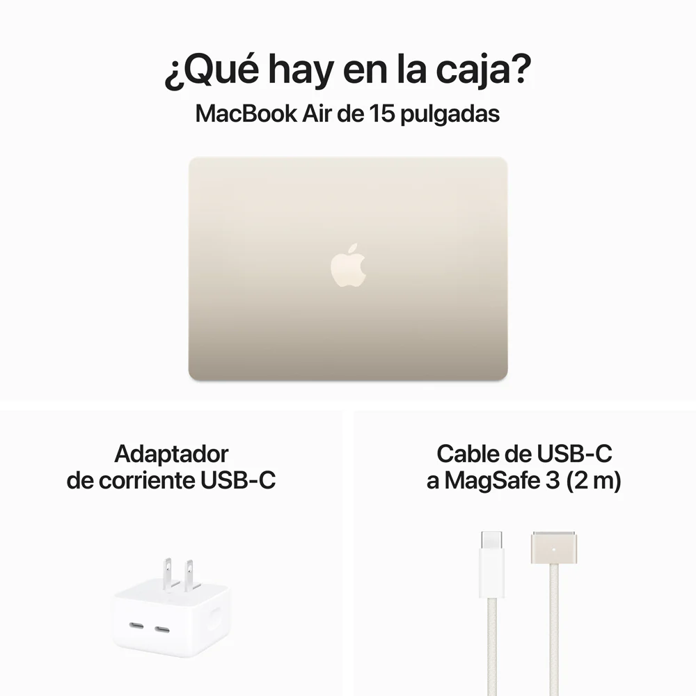 MacBook Air de 15 pulgadas: Chip M3 de Apple con CPU de 8 núcleos y GPU de 10 núcleos, 512 GB SSD - Blanco estrella - Image 9