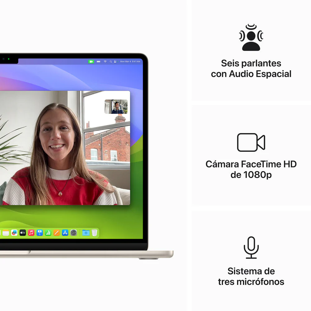 MacBook Air de 15 pulgadas: Chip M3 de Apple con CPU de 8 núcleos y GPU de 10 núcleos, 256 GB SSD - Blanco estrella - Image 6