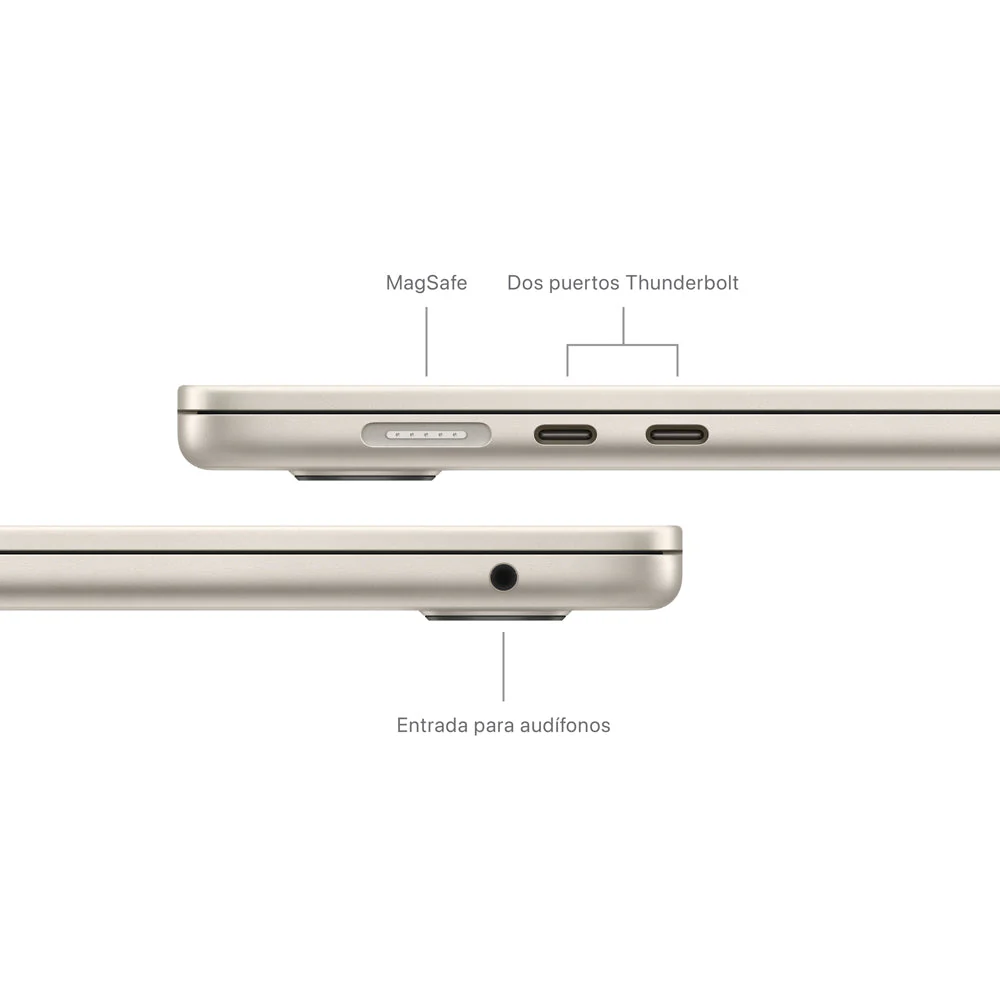 MacBook Air de 15 pulgadas: Chip M3 de Apple con CPU de 8 núcleos y GPU de 10 núcleos, 256 GB SSD - Blanco estrella - Image 7