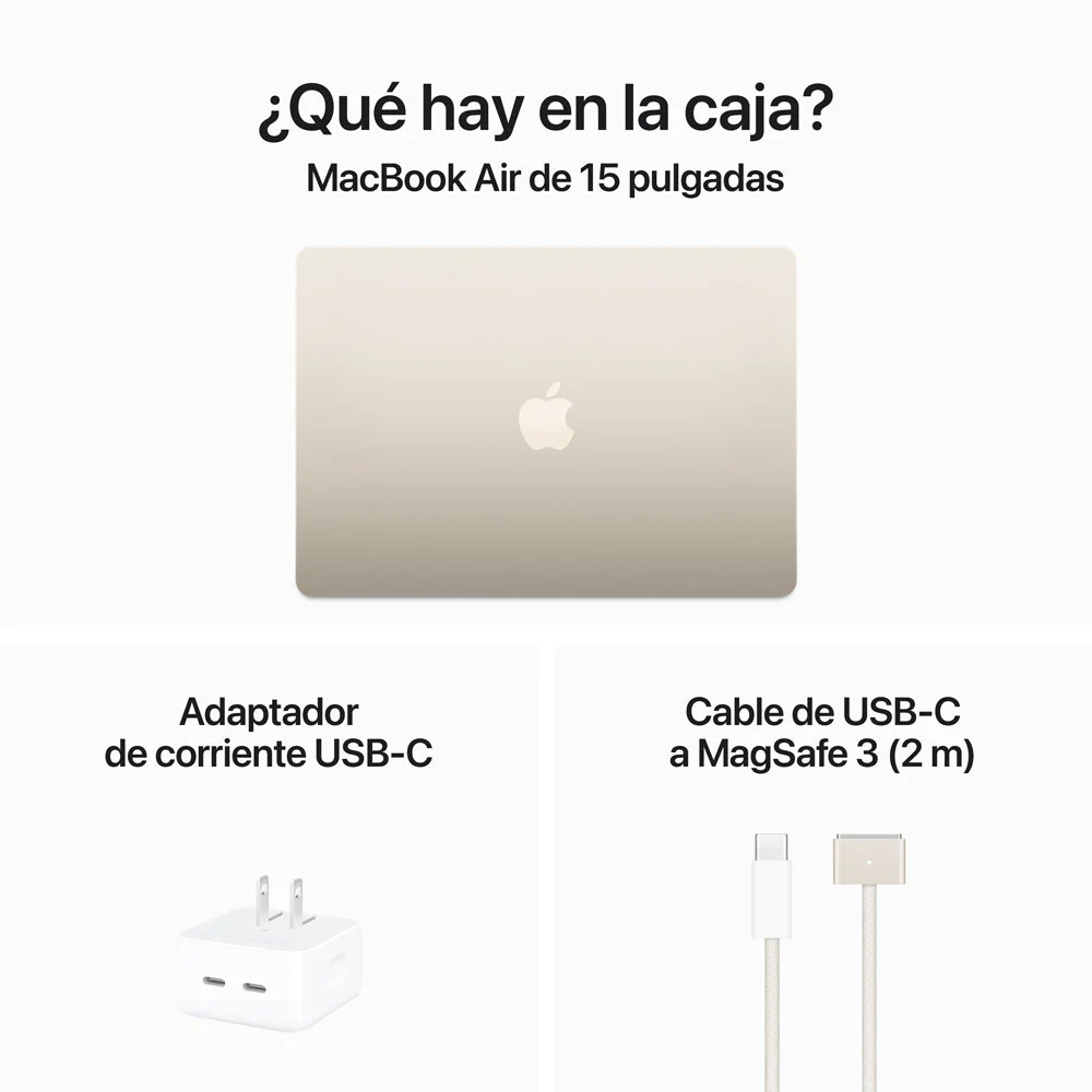 MacBook Air de 15 pulgadas: Chip M3 de Apple con CPU de 8 núcleos y GPU de 10 núcleos, 256 GB SSD - Blanco estrella - Image 9
