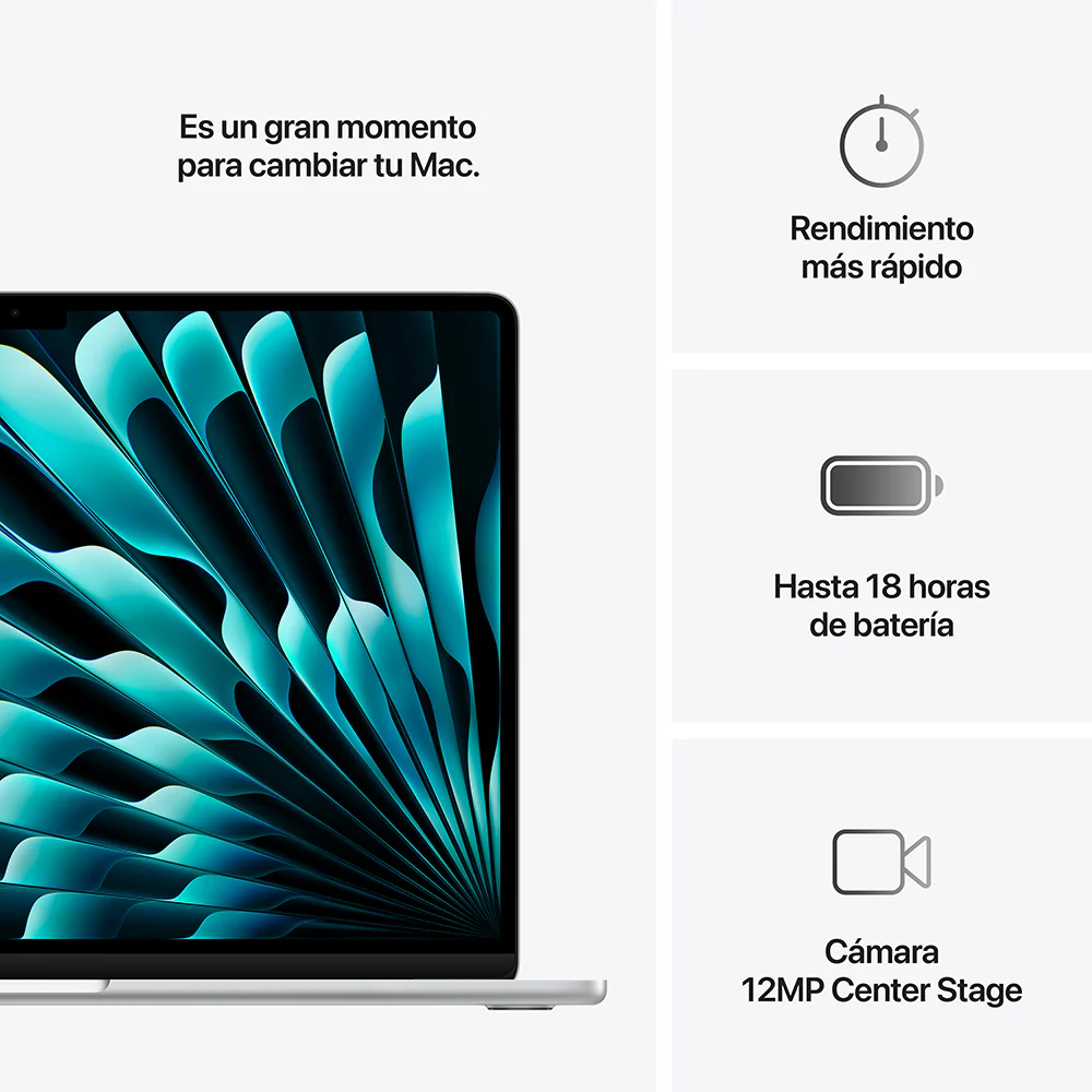 MacBook Air de 15 pulgadas: Chip M4 de Apple con CPU de 10 núcleos y GPU de 10 núcleos, 256 GB SSD - Plata - Image 10