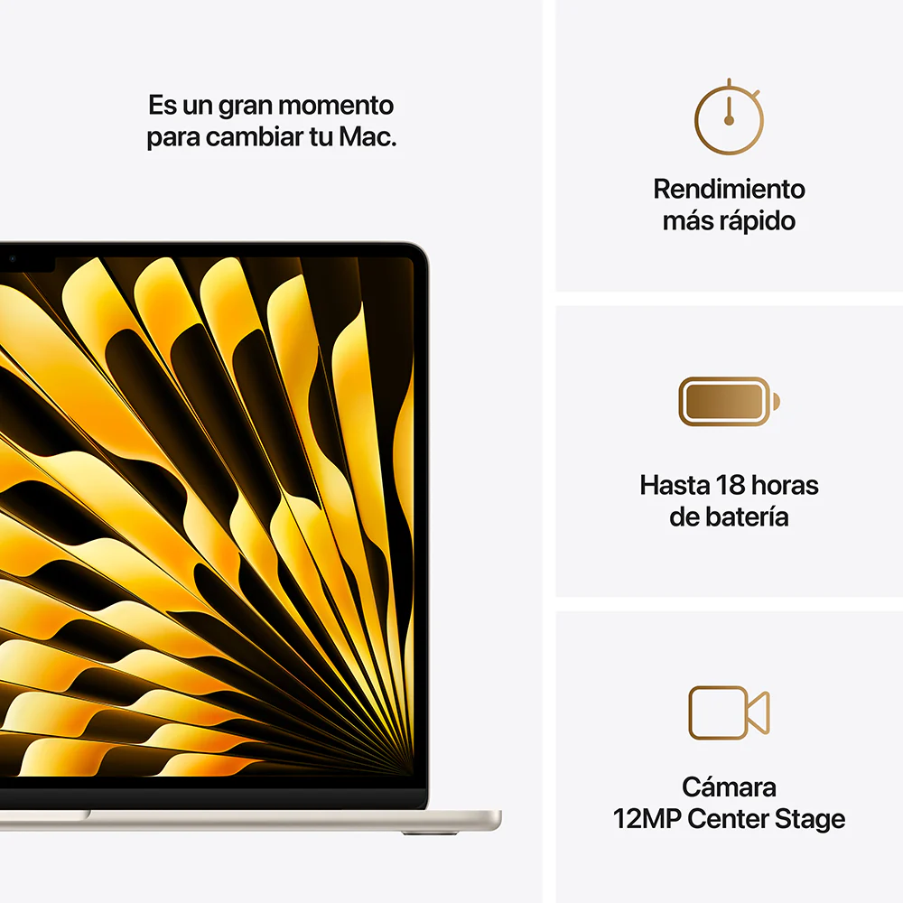 MacBook Air de 15 pulgadas: Chip M4 de Apple con CPU de 10 núcleos y GPU de 10 núcleos, 256 GB SSD - Blanco estrella - Image 10