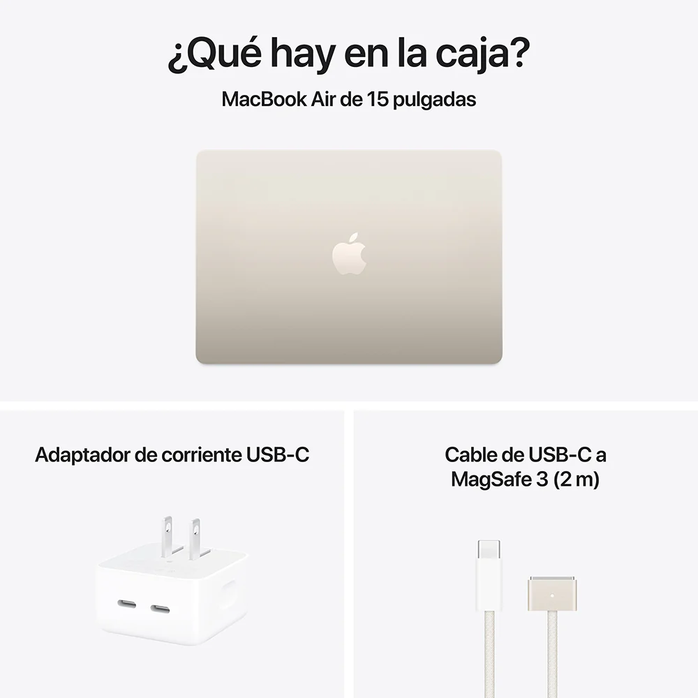 MacBook Air de 15 pulgadas: Chip M4 de Apple con CPU de 10 núcleos y GPU de 10 núcleos, 256 GB SSD - Blanco estrella - Image 11