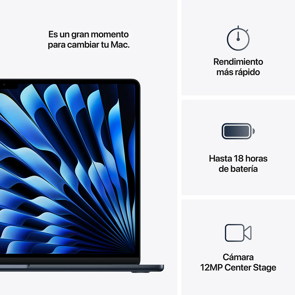MacBook Air de 15 pulgadas: Chip M4 de Apple con CPU de 10 núcleos y GPU de 10 núcleos, 256 GB SSD - Azul medianoche - Image 10