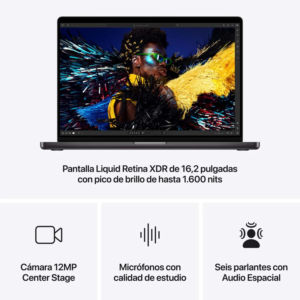 MacBook Pro de 16 pulgadas: Chip M4 Pro de Apple con CPU de 14 núcleos y GPU de 20 núcleos, 512 GB SSD - Negro espacial - Image 6